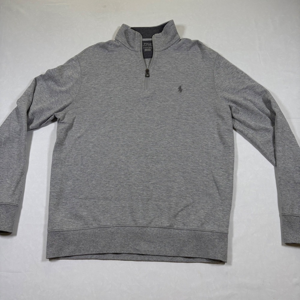 Polo Ralph Lauren Mens Small Heather Grey Quarter Zip Pullover Sweatshirt 0089